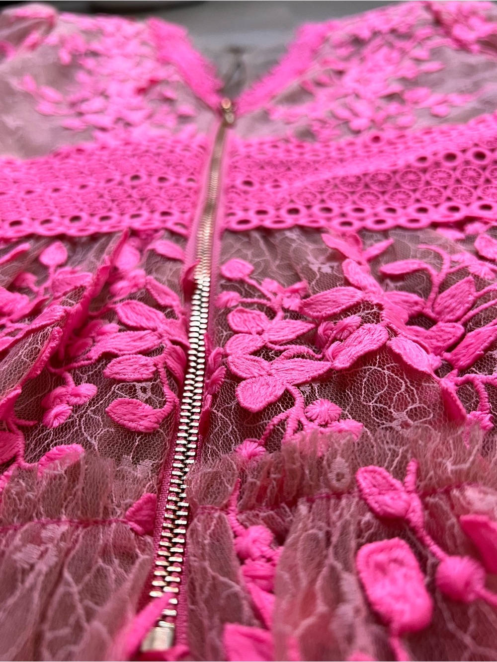 NWT Bronx and Banco Megan Mini Dress M Pink Lace Illusion Mesh Saks $450 - Picture 14 of 16